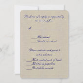 Burlap Rustic Blue Mason Jars Response Kaart (Achterkant)