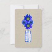 Burlap Rustic Blue Mason Jars Table Place Card Kaart (Achterkant)
