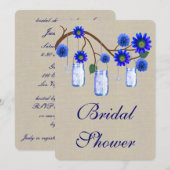 Burlap Rustic Blue Mason Jars Vrijgezellenfeest In Kaart (Voorkant / Achterkant)