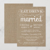 Burlap Rustic Country Wedding Invitations Kaart (Voorkant / Achterkant)