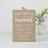 Burlap Rustic Country Wedding Invitations Kaart (Staand voorkant)
