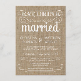 Burlap Rustic Country Wedding Invitations Kaart