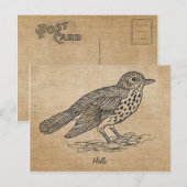 Burlap Rustic Hallo Kleine vogel Briefkaart (Voorkant / Achterkant)