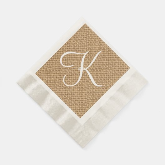 Burlap Rustic Initiaal | Bruidspapier servetten (Hoek)