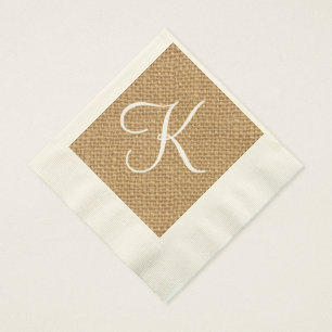 Burlap Rustic Initiaal   Bruidspapier servetten
