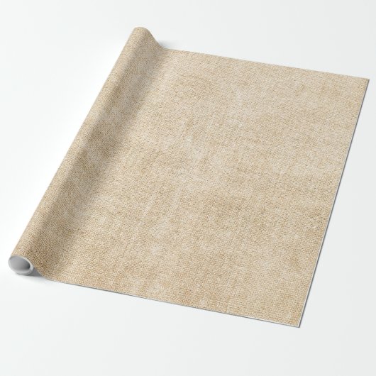 Burlap Rustic Khaki Tan Wrapping Paper Cadeaupapier (Uitgerold)