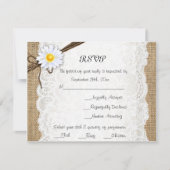 Burlap Rustic Lace Daisy Flower Wedding RSVP Kaart (Voorkant)