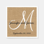 Burlap Rustic Monogram Papieren servetten (Voorkant)