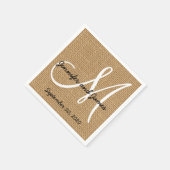 Burlap Rustic Monogram Papieren servetten (Hoek)