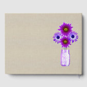 Burlap Rustic Paars Floral Mason Jar Wedding Gastenboek (Achterkant)