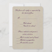 Burlap Rustic Paarse Mason Jars Response Kaart (Achterkant)