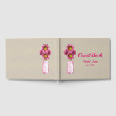 Burlap Rustic Pink Floral Mason Jar Wedding Gastenboek (Volledig)