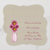 Burlap Rustic Pink Mason Jar Reception Kaart (Voorkant / Achterkant)