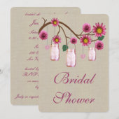 Burlap Rustic Pink Mason Jars Vrijgezellenfeest In Kaart (Voorkant / Achterkant)