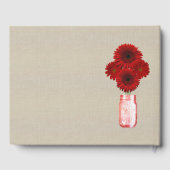 Burlap Rustic Red Floral Mason Jar Wedding Gastenboek (Achterkant)