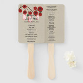 Burlap Rustic Red Floral Mason Jars Wedding Handwaaier (Voorkant en achterkant)