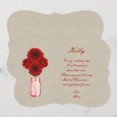 Burlap Rustic Red Mason Jar Maid of Honor Kaart (Voorkant / Achterkant)