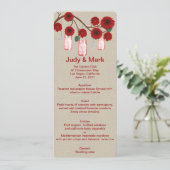 Burlap Rustic Red Mason Jars Menu Kaart (Staand voorkant)