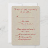Burlap Rustic Red Mason Jars Response Kaart (Achterkant)