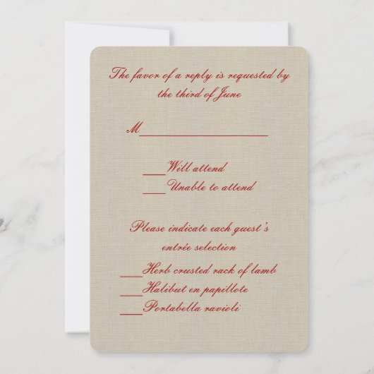 Burlap Rustic Red Mason Jars Response Kaart (Achterkant)