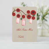 Burlap Rustic Red Mason Jars Table Place Card Kaart (Staand voorkant)