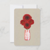 Burlap Rustic Red Mason Jars Table Place Card Kaart (Achterkant)