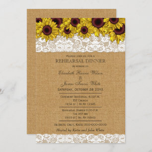 Burlap Rustic Sunflower repetial-uitnodigingen voo Kaart