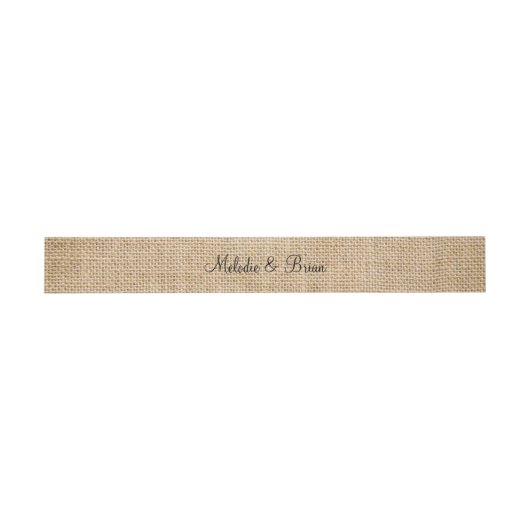 Burlap Rustic Wedding Couple Names Faux Texture Uitnodigingen Wikkel (Vlak)