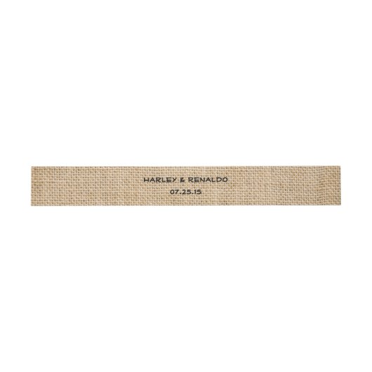 Burlap Rustic Wedding Names Date Faux Texture Uitnodigingen Wikkel (Vlak)