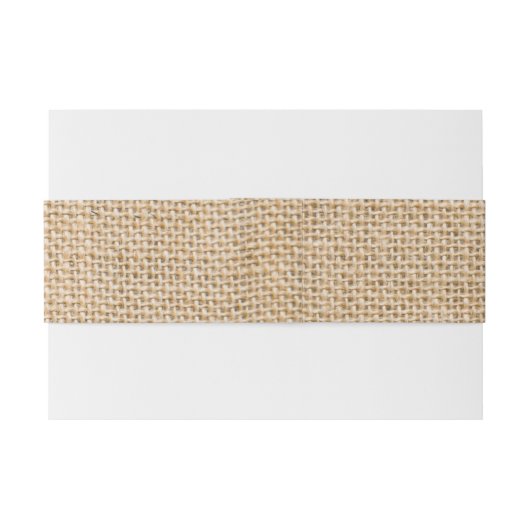 Burlap Rustic Wedding Names Date Faux Texture Uitnodigingen Wikkel (Achterkant Voorbeeld)