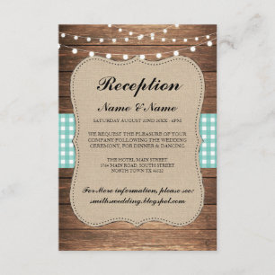 Burlap Rustic Wedding Reception Kaarten Hout Blauw
