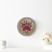 Burlap Rustic Wood Red Buffalo Pset Beer Paw Ronde Klok (Huis)