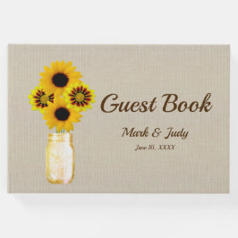Burlap Rustic Yellow Floral Mason Jar Wedding Gastenboek