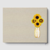 Burlap Rustic Yellow Floral Mason Jar Wedding Gastenboek (Achterkant)