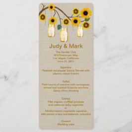 Burlap Rustic Yellow Mason Jars Menu Kaart