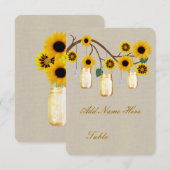 Burlap Rustic Yellow Mason Jars Table Place card Kaart (Voorkant / Achterkant)