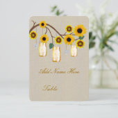 Burlap Rustic Yellow Mason Jars Table Place card Kaart (Staand voorkant)