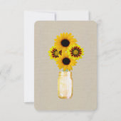 Burlap Rustic Yellow Mason Jars Table Place card Kaart (Achterkant)