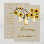 Burlap Rustic Yellow Mason Jars Weddenschap Kaart (Voorkant / Achterkant)