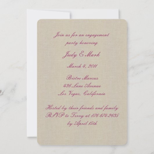 Burlap Rustiek Roze Mason Jars Verlovingsfeest Kaart (Achterkant)