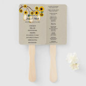 Burlap Rustieke Gele Bloemen Mason Jars Bruiloft Handwaaier (Voorkant en achterkant)