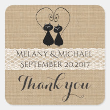 Burlap rustieke grappige katten in de liefde bruil