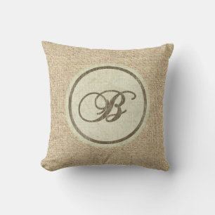 Burlap rustieke letter B decoratief kussen