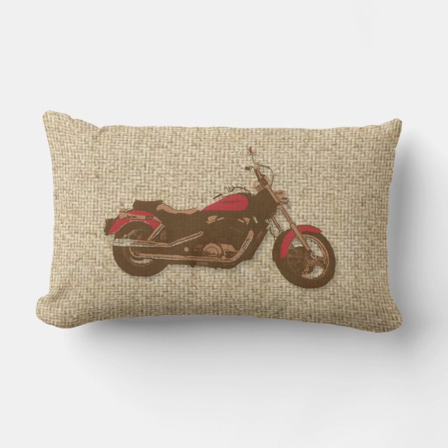 Burlap rustieke motorfiets decoratief kussen (Voorkant)