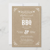 Burlap rustieke repetitie diner BBQ uitnodiging (Voorkant)