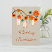 Burlap rustieke Sinaasappel Mason Jars bruiloft ui Kaart (Staand voorkant)