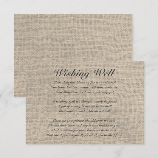 Burlap rustieke wens goed Kaart (Voorkant / Achterkant)