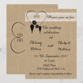 Burlap rustige, grappige katten uit liefde bruilof kaart (Voorkant / Achterkant)