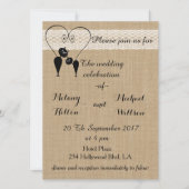 Burlap rustige, grappige katten uit liefde bruilof kaart (Voorkant)