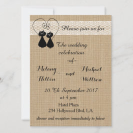 Burlap rustige, grappige katten uit liefde bruilof kaart